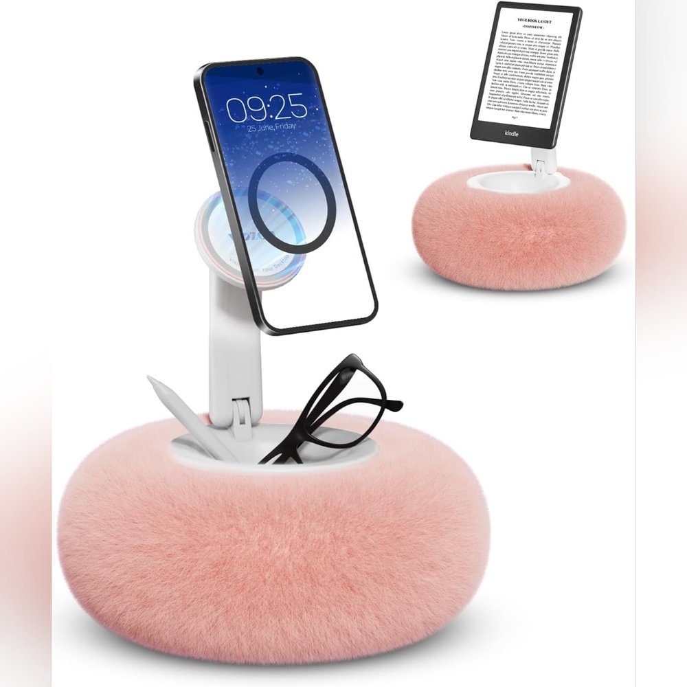 NIB Viozon Phone Holder Magnetic Pink Pillow Stand, Compatible with 4-7" Phones